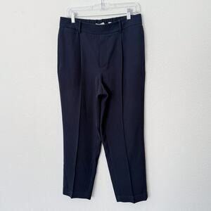 [Vince] Navy Blue Centre Pleated Pull On Slim Leg Trouser Pants Work Sz Large L